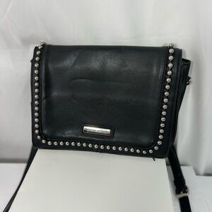 Adrienne Vittadini Black Crossbody Bag with Silver Accents